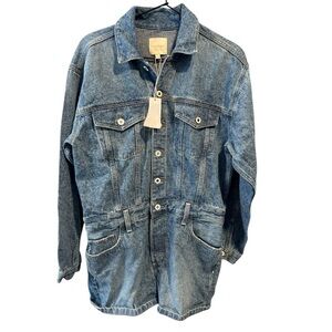 Favorite Daughter Epic Shortall Denim Romper Light‎ Wash Brisbane Small